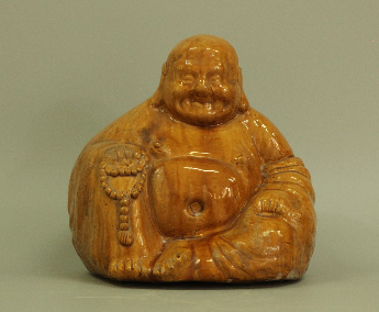 黄釉大肚弥勒佛坐佛